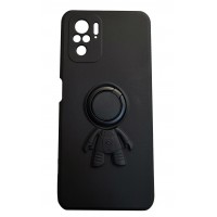 Изображение товара Накладка силиконовая с кольцом человечком для Xiaomi Redmi Note 10/Note 10S Черная