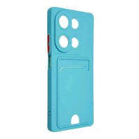 Изображение товара Накладка силиконовая с карманом для карт для Xiaomi Redmi Note 13 Pro 4G/Poco M6 Pro 4G, голубой