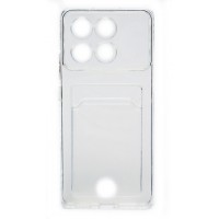 Изображение товара Накладка силиконовая с карманом для карт POKET для Xiaomi Poco X6 Pro Прозрачная