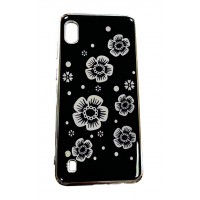 Изображение товара Чехол силиконовый для Samsung Galaxy A10 черный в цветочек