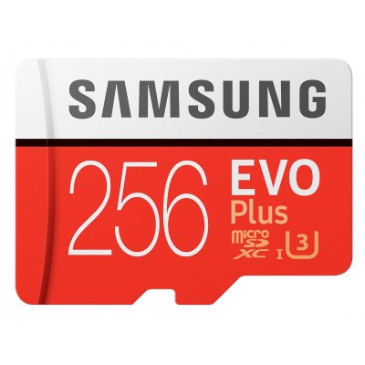 Фото Карта памяти Samsung microSDXC EVO Plus UHS-I (U3) 256 GB, чтение: 100 MB/s, запись: 90 MB/s, адаптер на SD