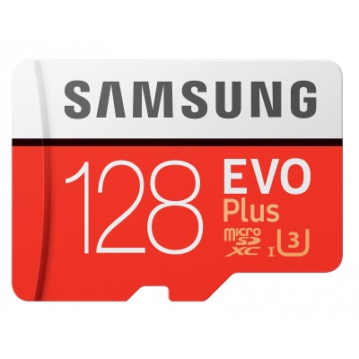 Фото Карта памяти Samsung microSDXC EVO Plus UHS-I (U3) 128 GB, чтение: 100 MB/s, запись: 90 MB/s, адаптер на SD