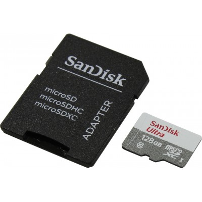 Фото Карта памяти Sandisk Ultra microSDXC Class 10 UHS-I 100MB/s + SD adapter 128 GB