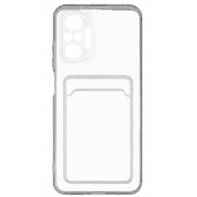 Фото Накладка силиконовая с карманом для карт POKET для Xiaomi Redmi Note 10 Pro Прозрачная
