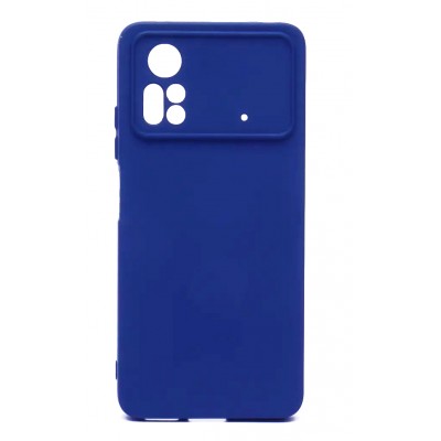 Фото Накладка силиконовая матовая Silicone Case для Xiaomi Poco X4 Pro 5G Синяя