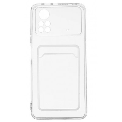 Фото Накладка силиконовая с карманом для карт POKET для Xiaomi Poco X4 Pro 5G Прозрачная