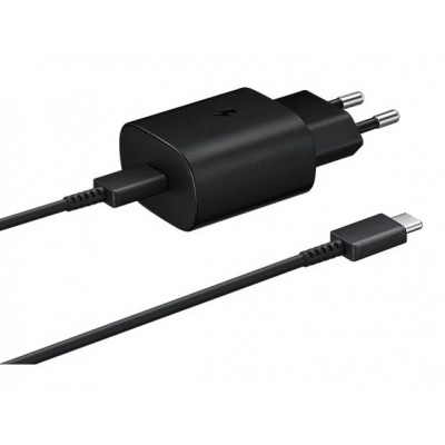 Фото Сетевое зарядное устройство Samsung Super Fast USB-C 2.0 25W + кабель USB Type-C, черный