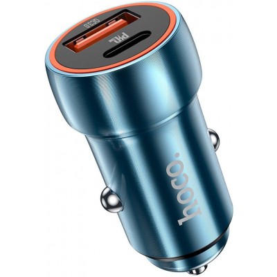 Фото Автомобильное зарядное устройство Hoco Z46A PD20W+QC3.0, USB-C + USB-A, синий