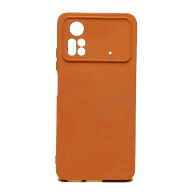 Фото Накладка силиконовая матовая Silicone Case для Xiaomi Poco X4 Pro 5G Оранжевая