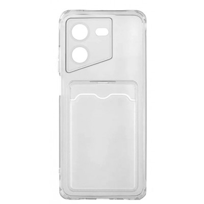 Фото Накладка силиконовая с карманом для карт POKET для Tecno Pova 5/Pova 5 Pro Прозрачная