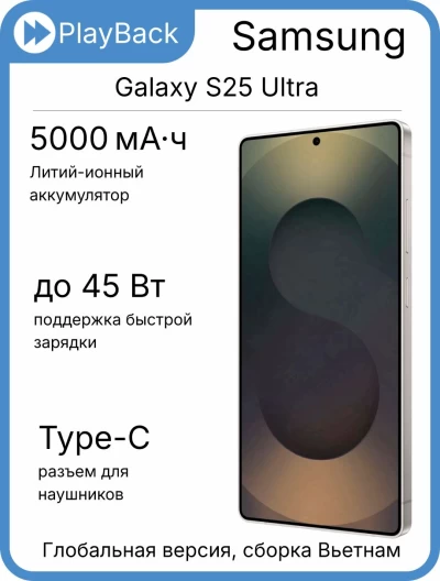 Samsung Galaxy S25 Ultra 12/256 ГБ (SM-S938B) Titanium Black (Global Version, сборка Вьетнам)