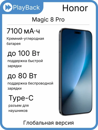 Смартфон Honor Magic 8 Pro 16/1 ТБ Black (Global Version)