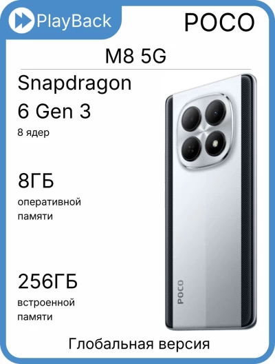 Poco M8 5G 8/256 ГБ Silver (Global Version)