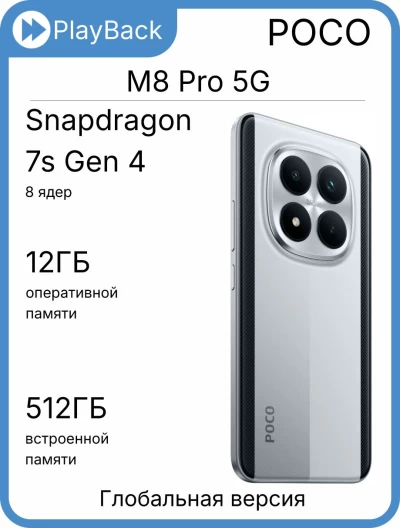 Poco M8 Pro 5G 12/512 ГБ Silver (Global Version)