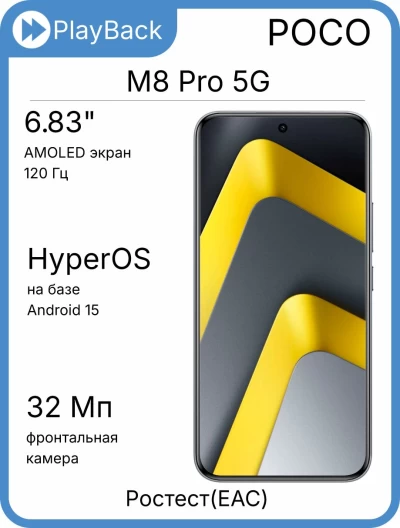 Poco M8 Pro 5G 8/256 ГБ Серебристый (РСТ)