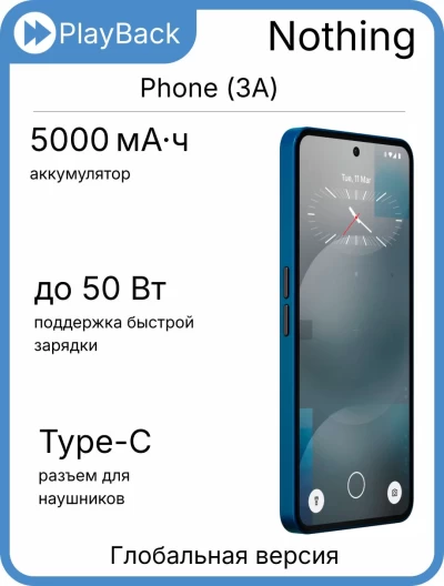 Nothing Phone (3A) 12/256 ГБ Blue (Global Version)