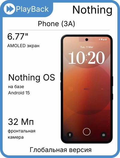 Nothing Phone (3A) 12/256 ГБ Black (Global Version)
