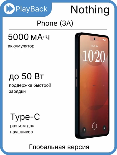 Nothing Phone (3A) 12/256 ГБ Black (Global Version)