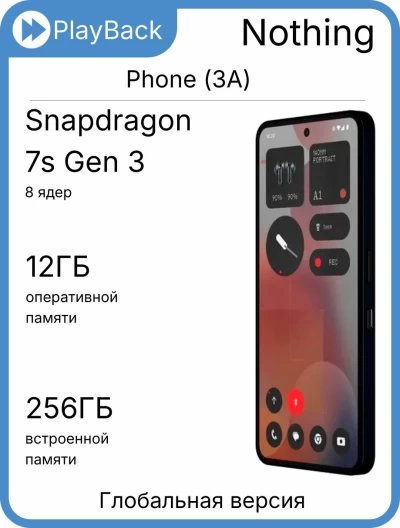Nothing Phone (3A) 12/256 ГБ Black (Global Version)